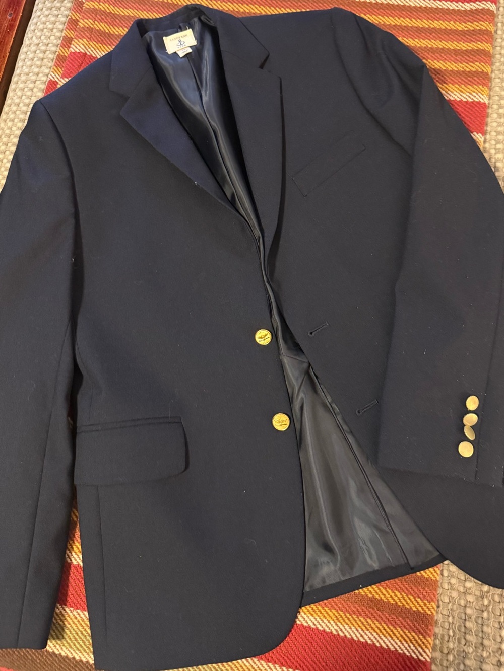 Lands End Navy Blazer with Gold Buttons - Classic Jacket